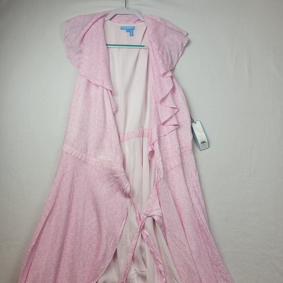 Draper James Wrap Dress Pink White Floral‎ Print Midi Ruffle Sleeve Size XXL New - Picture 5 of 13
